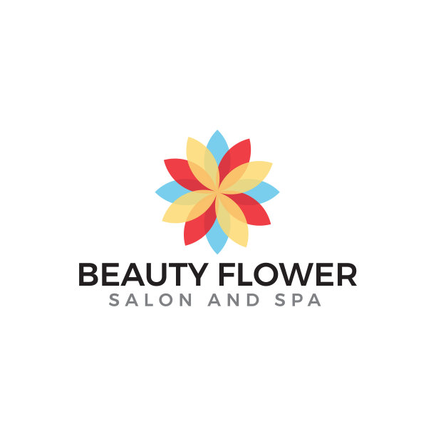 美容花卉沙龙和水疗中心彩色标志模板图片下载