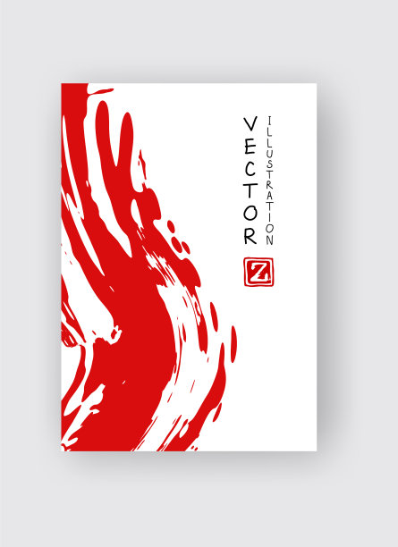 红墨水笔画在白色的日本背景上图片下载