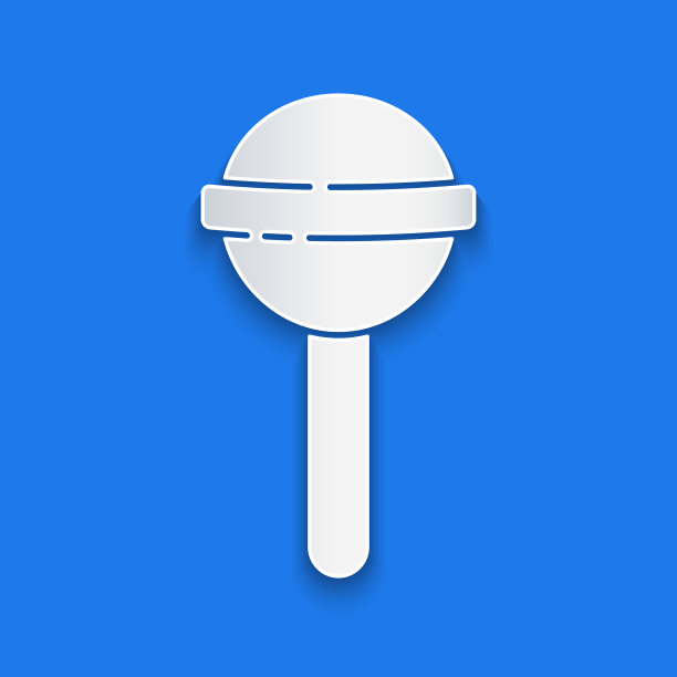 剪纸棒棒糖图标孤立在蓝色图片下载