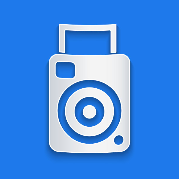 剪纸照片相机图标孤立在蓝色图片下载