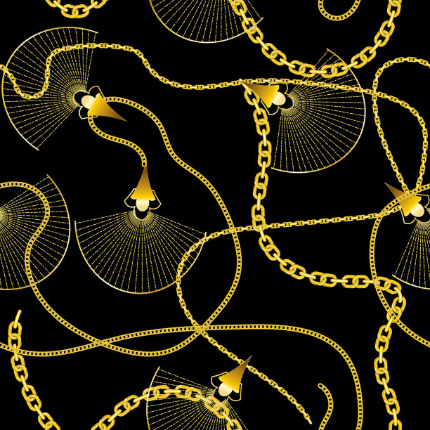 金色的项链和珠宝在精致的黑色上图片下载