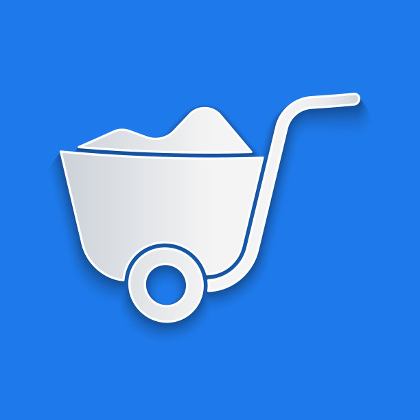 剪纸铲图标孤立在蓝色背景图片下载