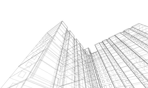 多层建筑的线框模型图片下载