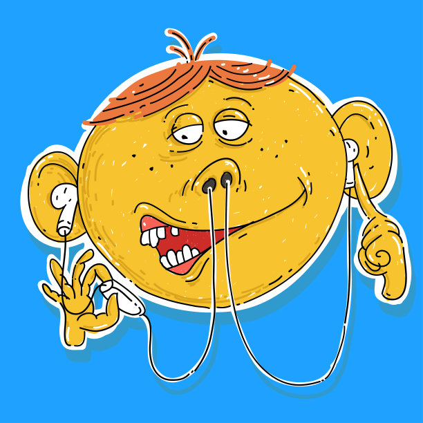 矢量插图卡通对话耳机图片下载