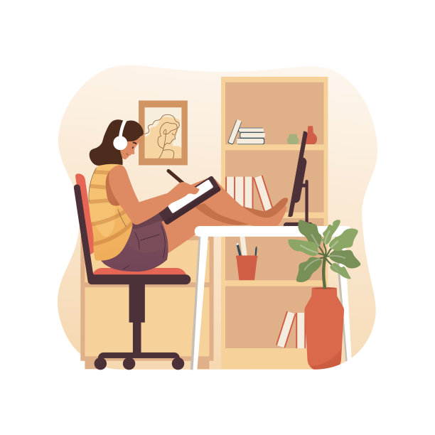 在家工作的女性自由职业者图片下载