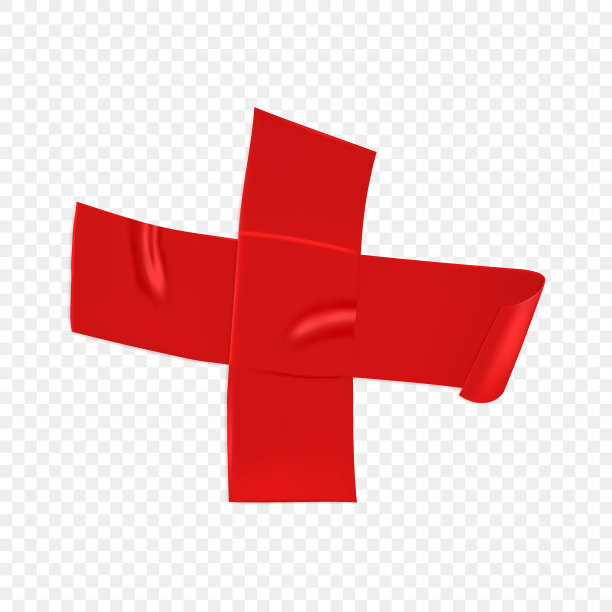 红色管道修复胶带交叉隔离在透明背景上。逼真的红色胶带片用于固定。透明交叉纸粘。逼真的3d矢量图图片下载