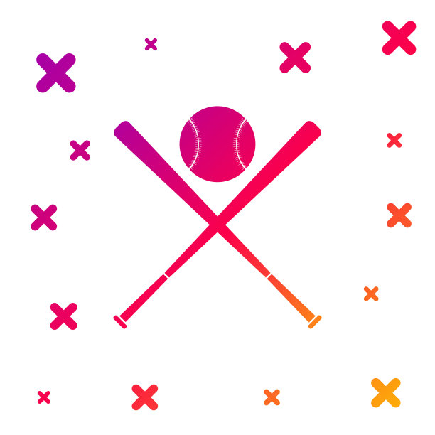 颜色交叉的棒球棒和球图标孤立图片下载