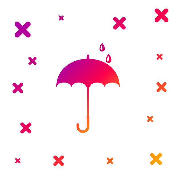 彩色经典优雅的打开的雨伞图标图片下载