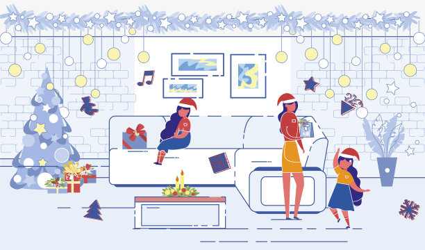 家庭母亲和女儿庆祝圣诞节图片下载