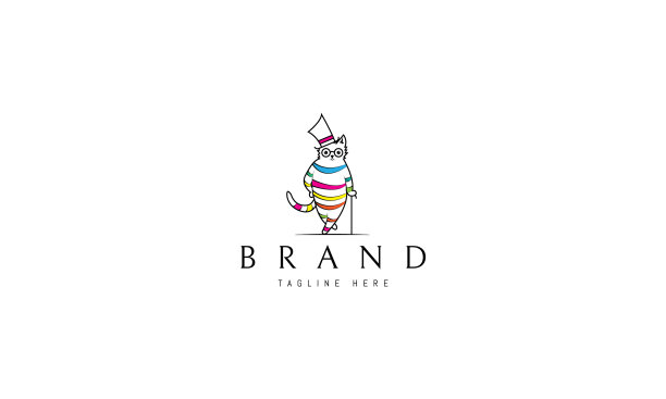 标志上有一只猫的抽象形象图片下载