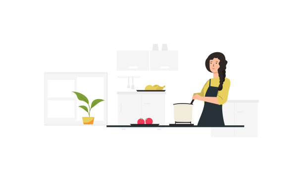 年轻女性烹饪理念图片下载