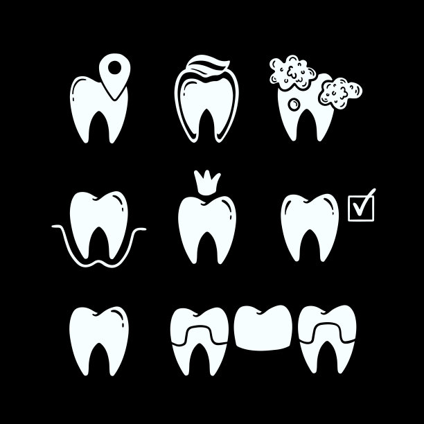 牙集图标牙科治疗孤立收集图片下载