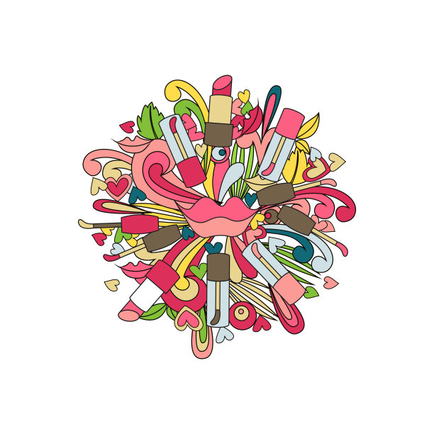 涂鸦唇妆设计。图片下载