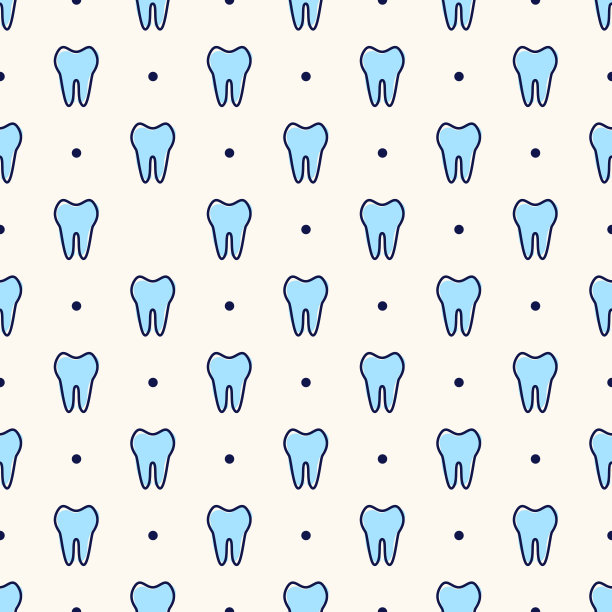 矢量无缝几何图案与牙齿。牙科医学背景的装饰，数码纸，纺织品。简约风格的网页背景图片下载