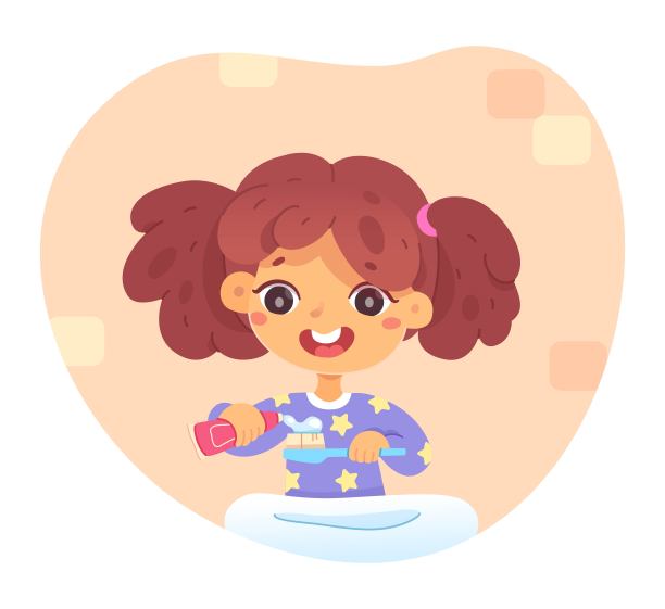 可爱的小女孩在睡觉前刷牙图片下载