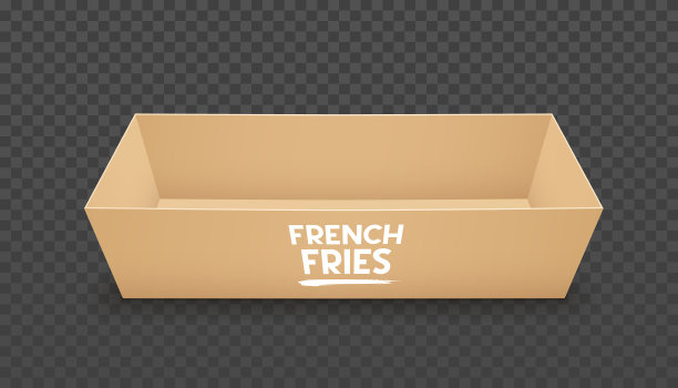 纸托盘棕色，前模板设计孤立在透明网格背景上图片下载