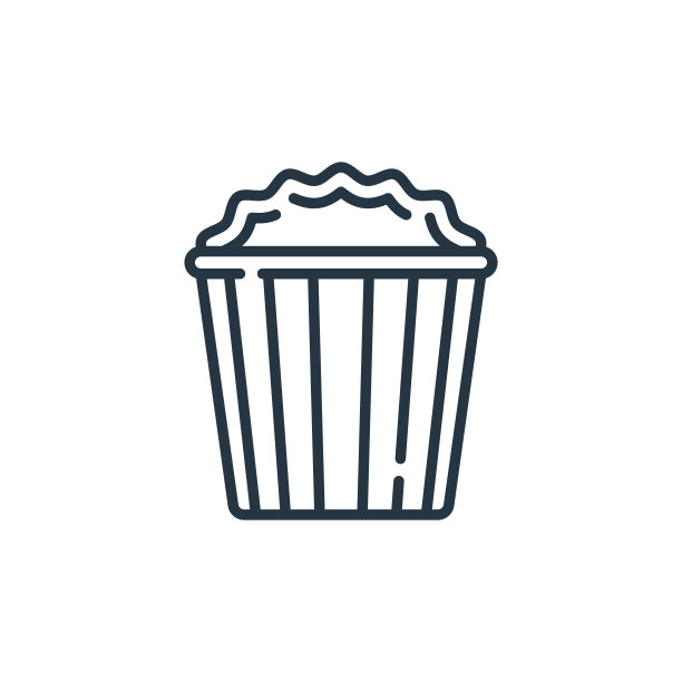 爆米花矢量图标孤立的白色背景。概述，爆米花图标细线网站设计和移动，应用程序开发。细线爆米花轮廓图标矢量插图。图片下载