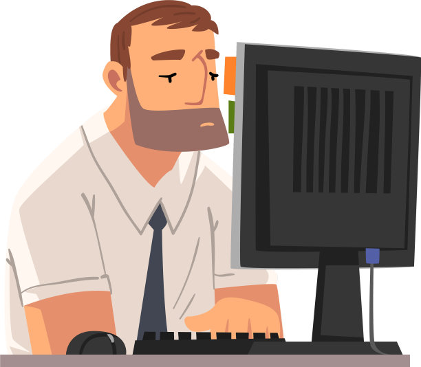 无聊的商业雇员与电脑工作图片下载