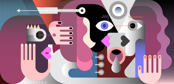 一个男人和一个女人看着对方图片下载