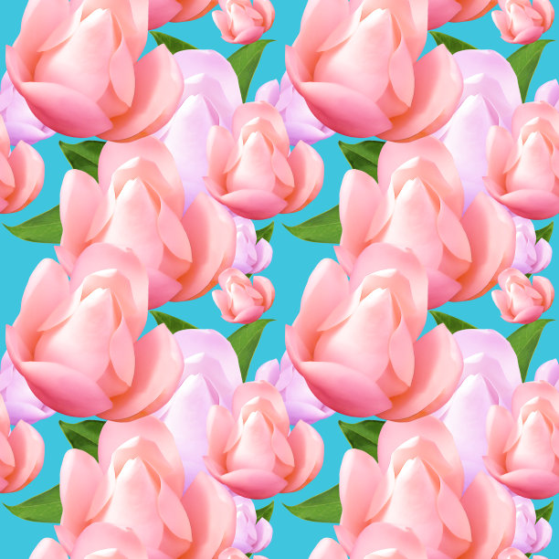 木兰。插图，花的纹理。用于连续复制的无缝模式。花卉背景，照片拼贴为纺织品，棉布面料。用于墙纸，封面图片下载