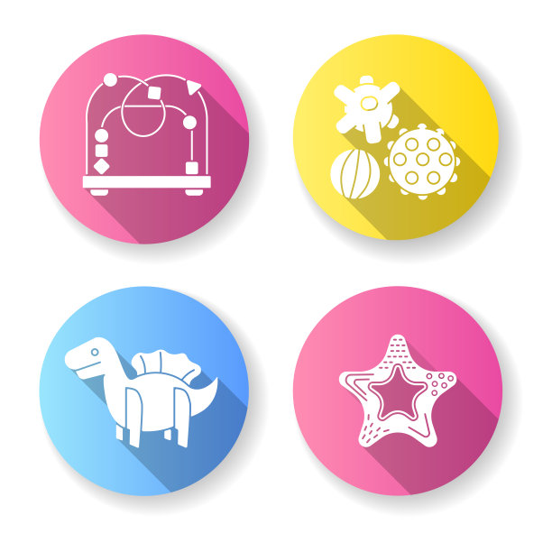 儿童感官玩具平面设计长影字形图标集图片下载