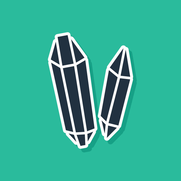 蓝色魔法石图标孤立在绿色背景上图片下载