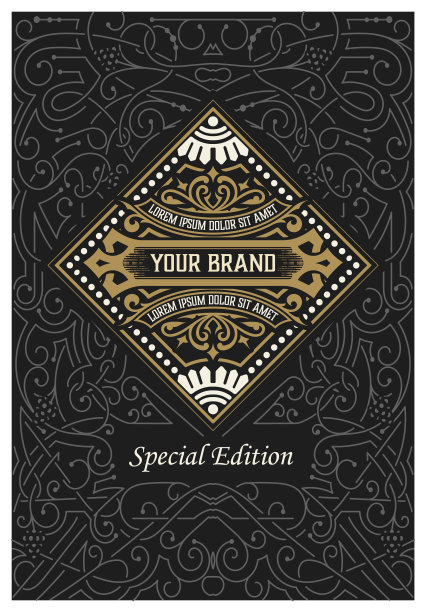 白酒包装设计。向量的分层图片下载