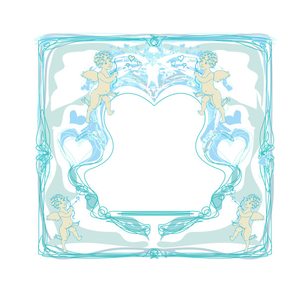 情人节快乐，丘比特的复古卡片图片下载