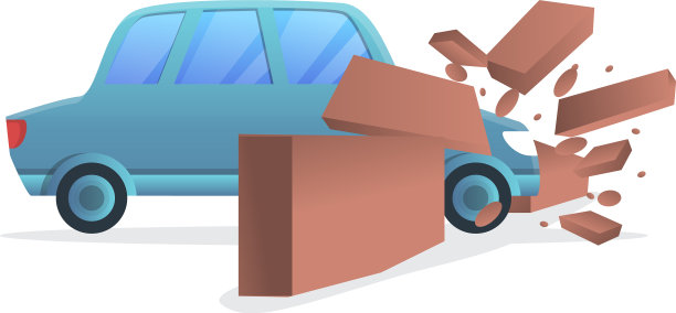 汽车墙事故图标卡通风格图片下载