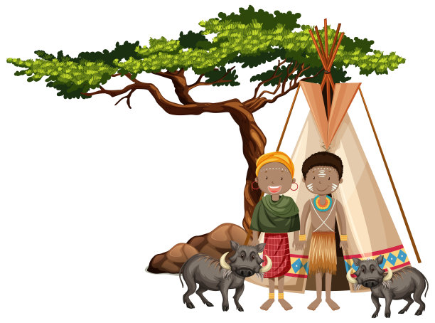 非洲部落的民族和野生动物图片下载