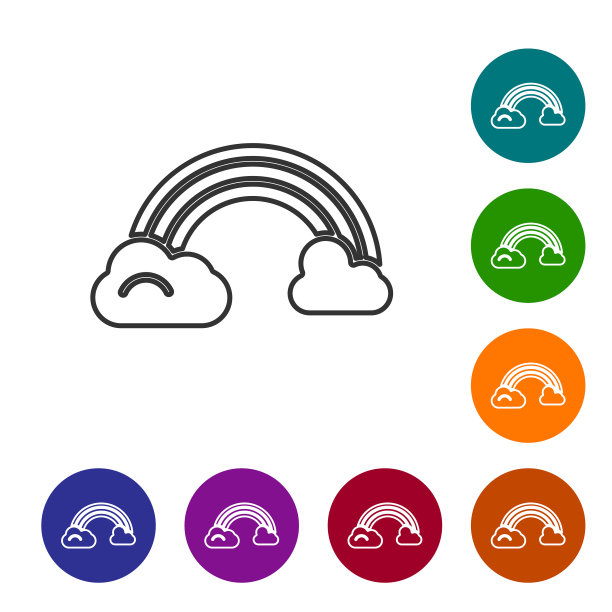 黑线彩虹与云图标隔离图片下载