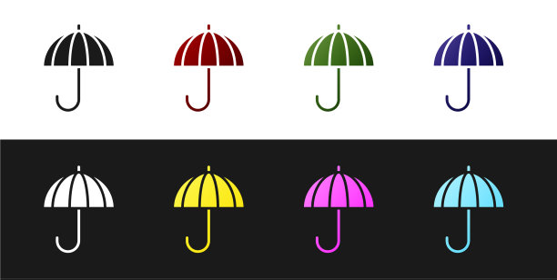 集古典优雅的开启伞图标隔离图片下载