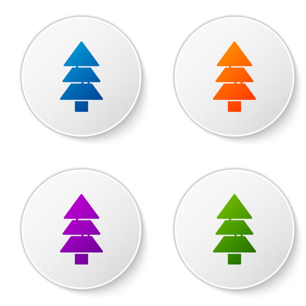 颜色树图标孤立在白色背景图片下载