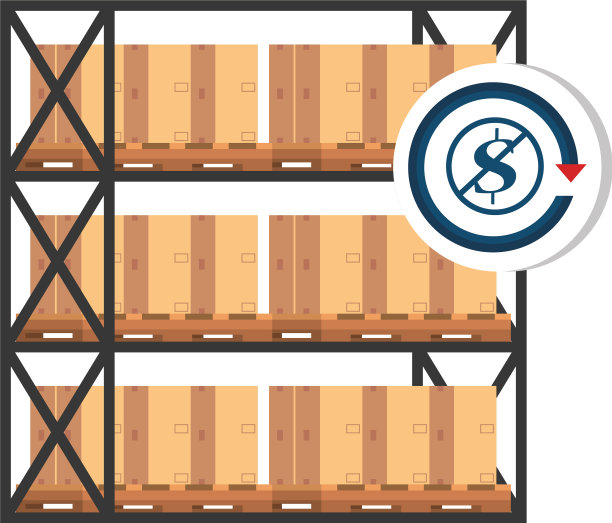 仓库金属架子与盒子和美元图片下载