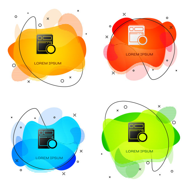 黑色厨房洗碗机图标隔离图片下载