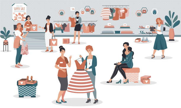 女士们在时装店买衣服图片下载