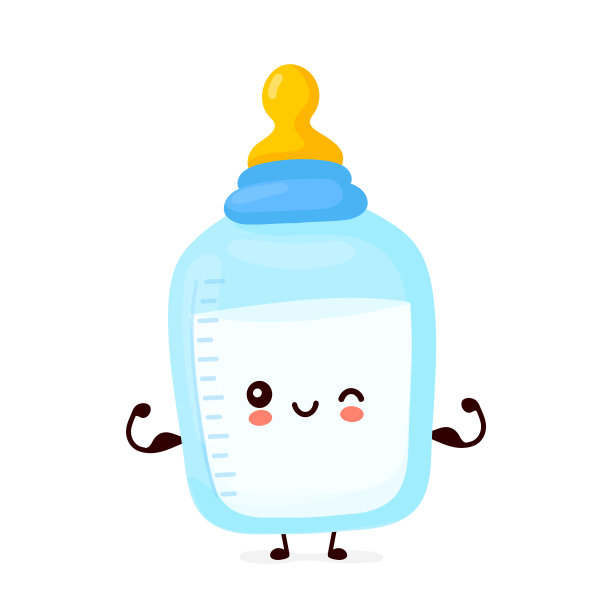 可爱的快乐奶瓶和奶嘴显示肌肉图片下载