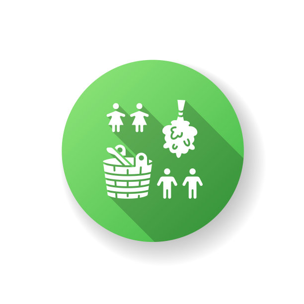 单性桑拿绿色扁平设计长影字形图标图片下载