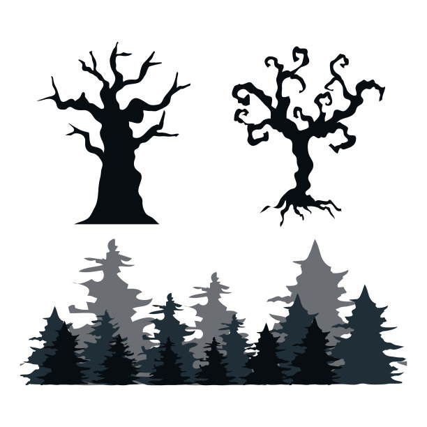 白底上是干枯的松树图片下载