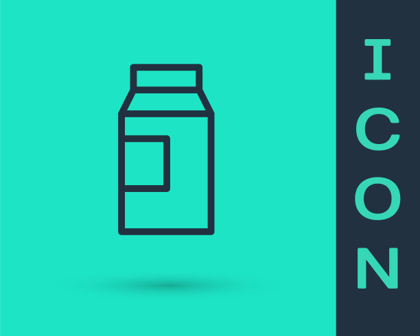 黑色线包装牛奶图标隔离在绿色背景。奶包的迹象。向量图片下载