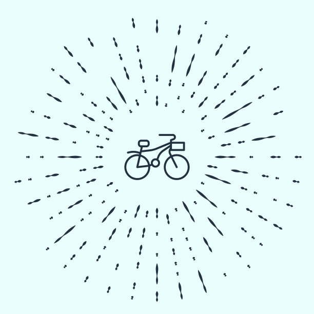 灰色背景上的黑色线条自行车图标。矢量素材图片下载