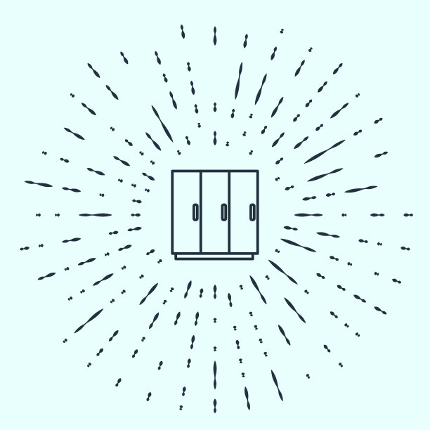 黑色线衣橱图标孤立在灰色背景。抽象的圆随机点。向量图片下载