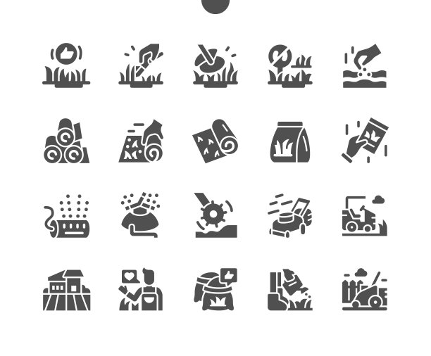 草坪精心制作的像素完美矢量固体图标30 2x网格Web图形和应用程序。简单的最小的象形图图片下载