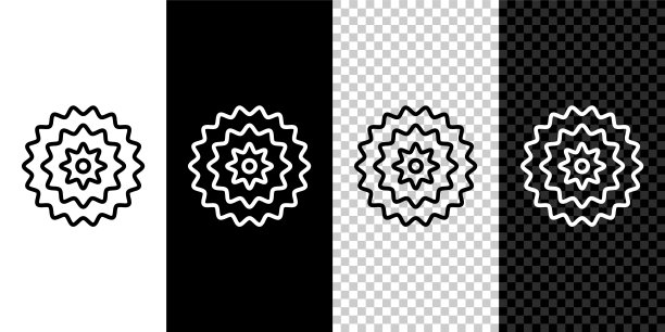 设置线自行车卡带山地车图标隔离在黑色和白色背景。后自行车链轮。带链条的链环曲柄套。向量图片下载