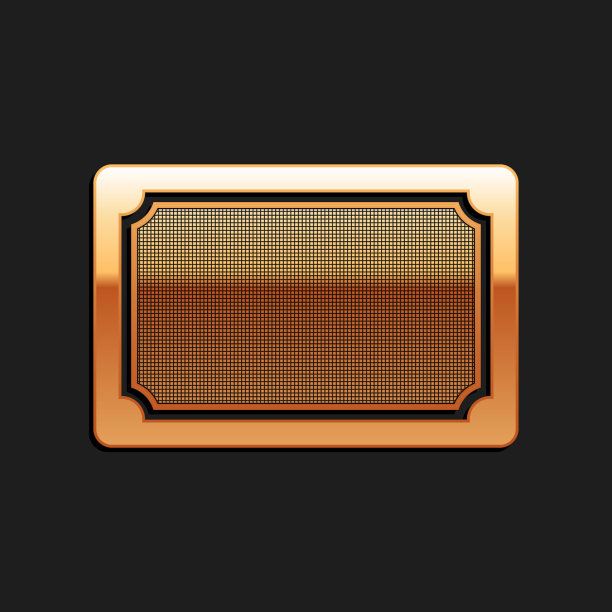 金色门垫图标孤立在黑色背景。欢迎的迹象。长长的阴影风格。向量图片下载