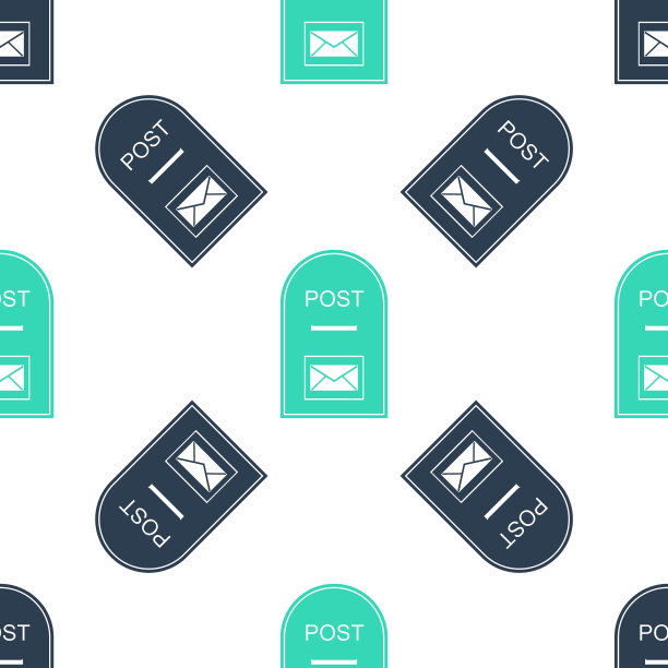 绿色邮箱图标。邮箱图标隔离无缝模式上的白色背景。向量图片下载