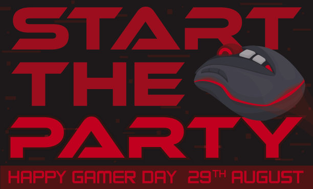 红色设计与玩家鼠标和问候庆祝玩家日图片下载