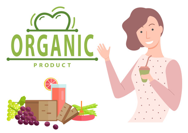 有机产品标题，女人和蔬菜图片下载