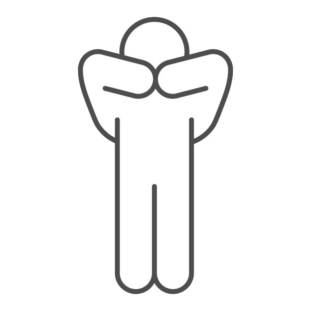 男子摆姿势，双手放在脸上细线图标人图片下载