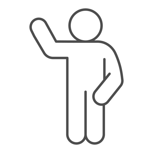 挥着手势细线图标男子与举起图片下载